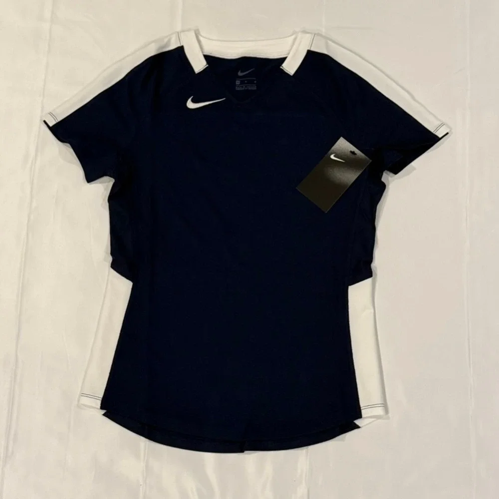 Nike Volleyball Jersey Girls Medium Navy Blue White Short Sleeve CQ8710-420